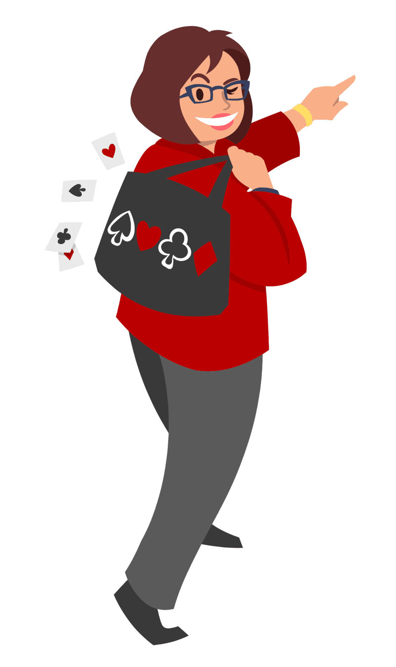 Illustration of Lorna at the bridge table